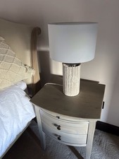 Pair Next Lamps Beige Base Rustic Chrome White Shades