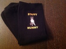 STAFFY MUMMY WOMENS SOCKS BIRTHDAY CHRISTMAS PRESENT BULL TERRIER WITH GIFT BAG
