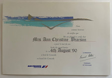 AIR FRANCE CONCORDE MEMORABILIA Sound Barrier Flight Certificate 1990