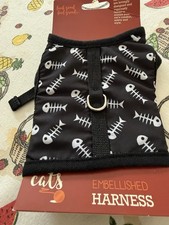 Black Fish Bone Cat Harness