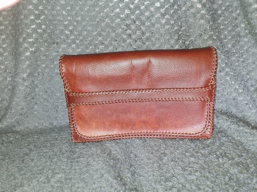 Vintage leather satchel clutch - leather,