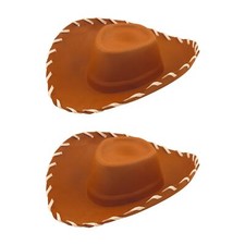 2x Children's Brown Cowboy Western EVA Hat unisex fancy dress outfit Accessories