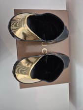 Sexy Black Gold Gucci Peep Toes Ankle Boots Stilletto High Heels Shoes size 4.5