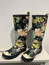 Joules Navy Floral- Adjustable Leg - Wellington Boots Size UK 5 - EU 38