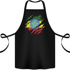 Torn Ethiopia Flag Ethiopian Day Football Cotton Apron 100% Organic