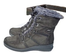 Ara Black suede lace up/zip ankle boots. Faux fur lining. Goretex 40H xvgc++++