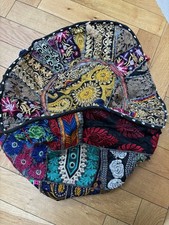 Indian Handmade Vintage Patchwork Round Pouffe Cover Ottoman Foot Stool REPAIR
