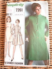 Vintage 1960s Designer Sewing Pattern Smart Fitted Coat A Line Shift Dress B34