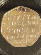 2005 Proof Sterling Silver 50 Pence Peice Boxed And Certificated