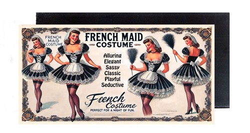 French maid fridge magnet - french,