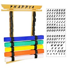 10 Belts Karate Belt Display Rack with Medal Hanger and Stickers, Taekwondo Belt