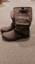 Ladies Rieker Grey and black calf Length Boots Size 8