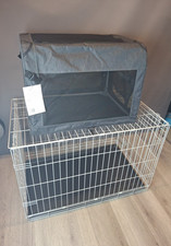 Foldable Dog Crate  Folding Soft Side Crate 90x 58x 62 cm White Grey Mesh P3263