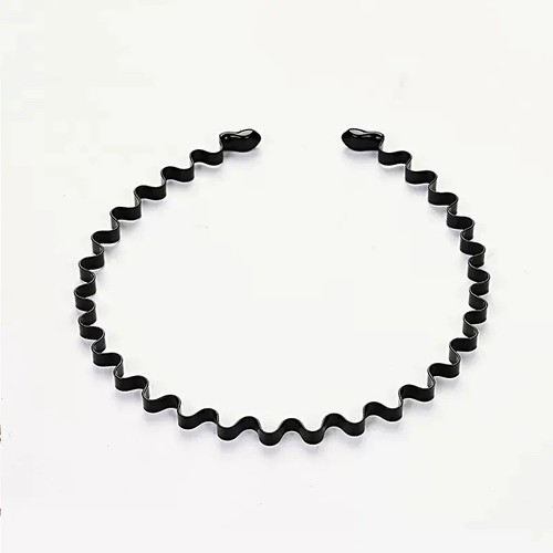 Black metal sports hairband - black,
