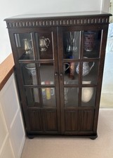 Display Cabinet Dark Brown Oak Circa Mid 1970s. VGC. Buyer Collects.