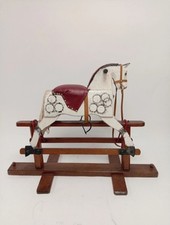 Mid 20th Century Wooden Childs Rocking Horse With Painted Features, Mane, Tail
