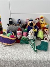 Big Bundle Hand Knitted Wiseman And Baby With Donkey Nativity Scene 