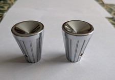 Vintage Car Radio Knobs pair, set screw type, 1960s, Chrome, VGC, Free Postage