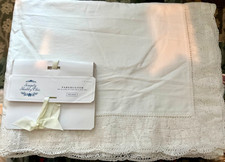 Simply Shabby Chic Vintage/New White Damask LACE Oblong Tablecloth 60” x 84”