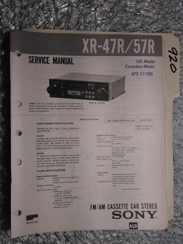Sony 47r 57r service - service, manual