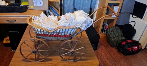 Antique victorian wicker doll - wicker,