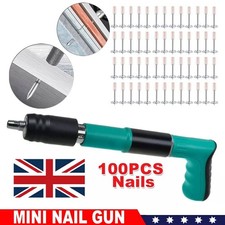 Concrete Nail Gun Kits with 100 Nails 4 Speed Adjustable Manual Steel Nail Green