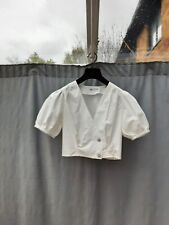 Zara White Cotton Puff Sleeve Blouse Top Size  VGC