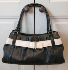 black and cream leather