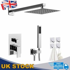 Concealed Thermostatic Shower Mixer Square Chrome Bathroom Twin Head Valve