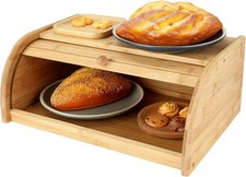 Wooden Bread Box Roll Top Bin