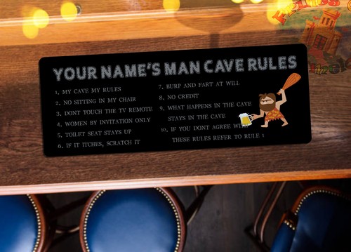 Personalised man cave rules - personalised,