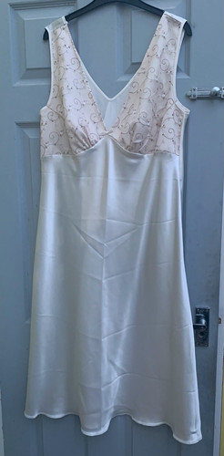 Ivory satin mesh chemise - satin,