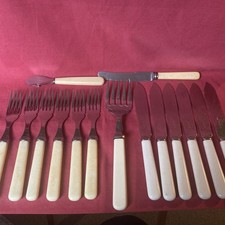 Vintage Silver Fish Knife & Fork Set Firth Staybrite