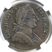 1787 V 17-87A R-2 NGC VF Details Machins Mills Colonial Copper Coin 1/2p
