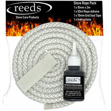 10mm x 3 metres long Stove Rope Kit Glass Fibre door Seal with Glue option REEDS
