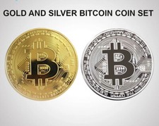 2 x Bitcoins. 1 Silver Plated