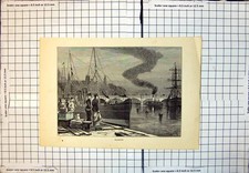 Old Glasgow Scotland Clyde River Sailing Ship Boats Ladies Wharf 158J