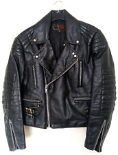 SUPERB 1960s " GRAND PRIX " LEATHER MOTORCYCLE JACKET - HEAVY DUTY VINTAGE BIKER