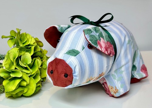 Handmade fabric pig - fabric,
