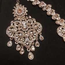Indian Bridal Jewellery 5 Pc Set Matching Necklace Tikka Passa Panja Nose Ring