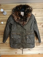 Falmer Heritage Womens Fish Tail Parka Coat Jacket Size 12 Fur Neck Trim MoD