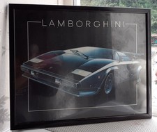 Large Vintage Black Lamborghini Framed Poster Art Print size 21 x 17 Inches