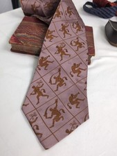 Vintage Vivienne Westwood Late 90s Silk Tie , Pan In Bronze On  Dusky Pink