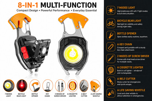 Rechargeable cob led - 8-in-1,