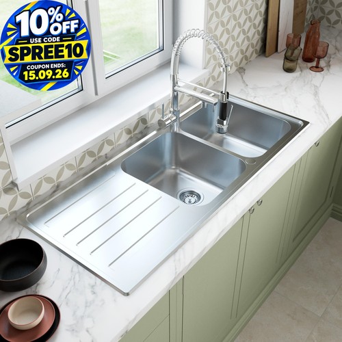 Stainless steel double bowl - steel,