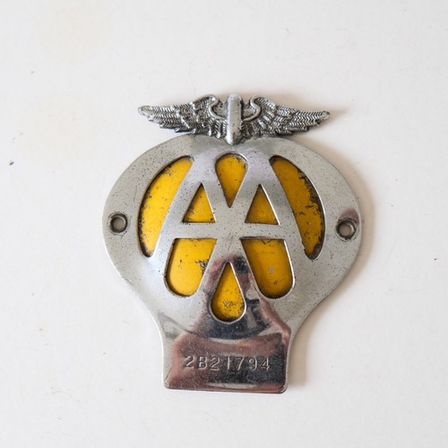 Vintage car bonnet - aa, badge
