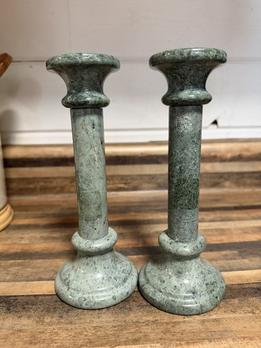 Pair vintage gree - 9", marble