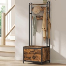 Industrial Coat Rack Vintage Rustic Style Hall Storage Bench Shoe Stand Hooks