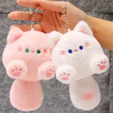 Long Tail Cat Plush Toy Pendant Charm Soft Stuffed Doll Plushies Keychain Bag