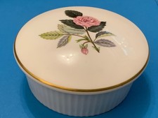 Vintage Wedgwood Hathaway Rose Lidded Trinket Dish Pot Bone China - Made England